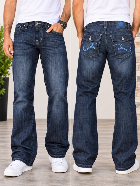 Rock & Republic Other - Rock & Republic Taylor Jeans Mens 34 Dark Wash Bootcut Embroidered Flap Pocket
